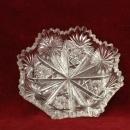 Brilliant Cut Glass Candy Dish Saw tooth Rim Intricate Hobstar and Fans Design
