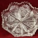 Brilliant Cut Glass Candy Dish Saw tooth Rim Intricate Hobstar and Fans Design