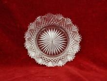 Brilliant Diamond Cut Glass Plate Saw Tooth Scalloped Rim Fan Design