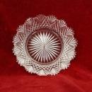 Brilliant Diamond Cut Glass Plate Saw Tooth Scalloped Rim Fan Design