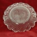 Brilliant Diamond Cut Glass Plate Saw Tooth Scalloped Rim Fan Design