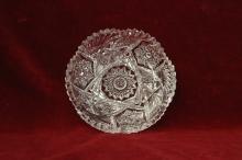 J D Bergen Glass Candy Dish Saw Tooth Rim Hobstar Design ABP