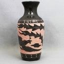 Dragon Vases Pair Black with Pink Mosaic Tiles Vintage