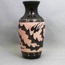 Dragon Vases Pair Black with Pink Mosaic Tiles Vintage
