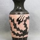 Dragon Vases Pair Black with Pink Mosaic Tiles Vintage