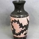 Dragon Vases Pair Black with Pink Mosaic Tiles Vintage