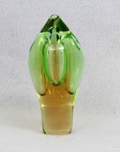 Art Glass Bud Vase Green to Amber Gem