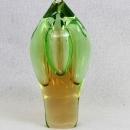 Art Glass Bud Vase Green to Amber Gem