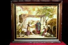 Oil on Canvas Jesus with Mary and Martha 19th Century