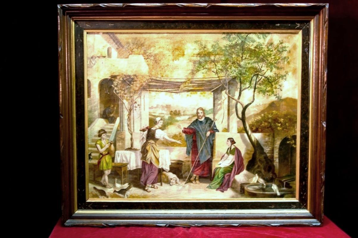Heinrich Hofmann Oi On Canvas Jesus with Mary and Martha 19th Century