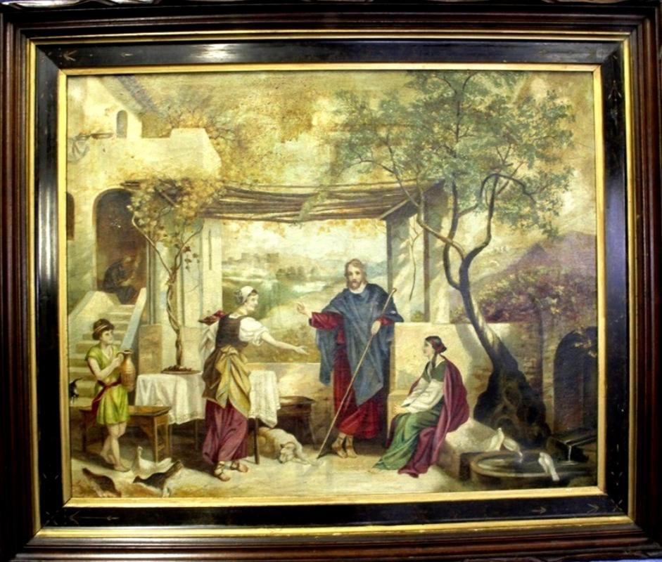 Heinrich Hofmann Oi On Canvas Jesus with Mary and Martha 19th Century
