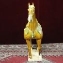 Pair Large Tang Style Ceramic Horses Tri Colored