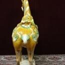 Pair Large Tang Style Ceramic Horses Tri Colored