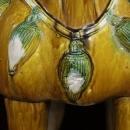 Pair Large Tang Style Ceramic Horses Tri Colored
