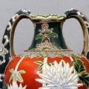 Vintage Oriental Vase Two Handled Gorgeous Floral