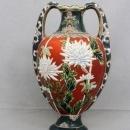 Vintage Oriental Vase Two Handled Gorgeous Floral