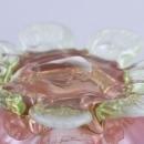Vintage Glass Art Cup Ruffled Rim Pink and White