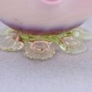 Vintage Glass Art Cup Ruffled Rim Pink and White