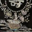 Vintage Chinese Black Lacquer Wall Panels Mother of Pearl and Alabaster
