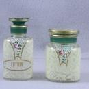 Vintage Cosmetic Glass Jars with Lids Floral Pattern