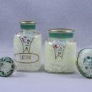 Vintage Cosmetic Glass Jars with Lids Floral Pattern