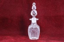 Vintage Crystal Perfume Bottle with Etched Floral Pattern