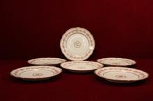 C F Haviland Dessert Plates Pink Flowers with Golden Copper Accents