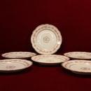 C F Haviland Dessert Plates Pink Flowers with Golden Copper Accents