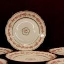 C F Haviland Dessert Plates Pink Flowers with Golden Copper Accents