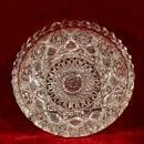 American Brilliant Glass Candy Dish Hobstar Geometric Patterns Saw tooth Rim Dazzling