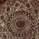 American Brilliant Glass Candy Dish Hobstar Geometric Patterns Saw tooth Rim Dazzling