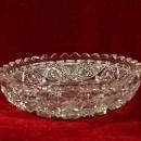 American Brilliant Glass Candy Dish Hobstar Geometric Patterns Saw tooth Rim Dazzling