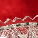 American Brilliant Glass Candy Dish Hobstar Geometric Patterns Saw tooth Rim Dazzling