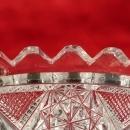 American Brilliant Glass Candy Dish Hobstar Geometric Patterns Saw tooth Rim Dazzling