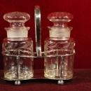 Antique Mappin Webb Cruet Set ABP Glass Floral Triple Prince’s Plate