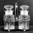 Antique Mappin Webb Cruet Set ABP Glass Floral Triple Prince’s Plate