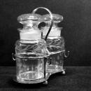 Antique Mappin Webb Cruet Set ABP Glass Floral Triple Prince’s Plate