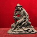 Metal Statue Boy with Nap sack Canteen Star Of David Unique Piece