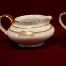 Theodore Haviland China Sugar Bowl and Creamer Pink Roses Gold