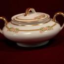 Theodore Haviland China Sugar Bowl and Creamer Pink Roses Gold