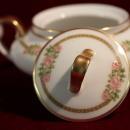 Theodore Haviland China Sugar Bowl and Creamer Pink Roses Gold