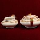 Theodore Haviland China Sugar Bowl and Creamer Pink Roses Gold