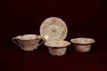 Haviland China Sugar Bowl Plate and Finger Bowls Rose pattern