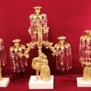 Antique Figural Candelabra Gilded Girandole Prisms Marble