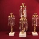 Antique Figural Candelabra Gilded Girandole Prisms Marble