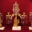 Antique Figural Candelabra Gilded Girandole Prisms Marble