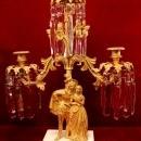 Antique Figural Candelabra Gilded Girandole Prisms Marble
