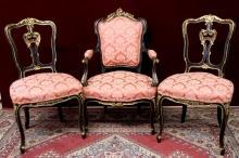 Louis XV Salon Set Fauteuil Arm Chairs Four Pieces Majestic