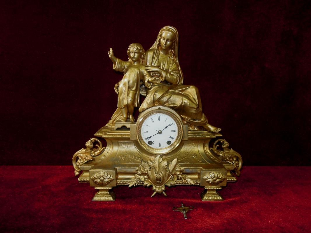 Antique Seth Thomas Mantel Figural Clock Jesus Madonna Rare to Find