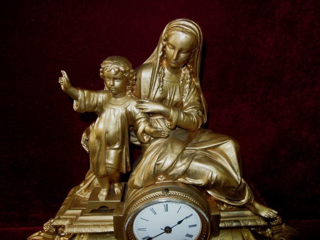 Antique Seth Thomas Mantel Figural Clock Jesus Madonna Rare to Find